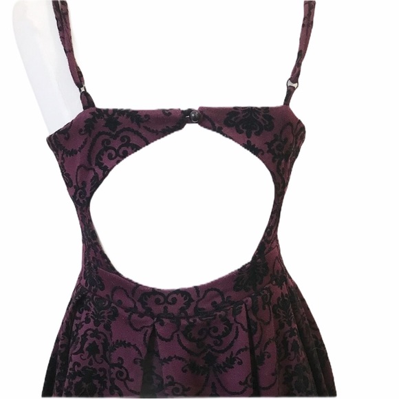 Ixia Burgundy Fit & Flare Open Back Mini Dress - Picture 6 of 7